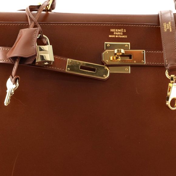 Hermes Kelly Handbag Fauve Box Calf with Gold Hardware 35 Brown - Picture 7 of 13